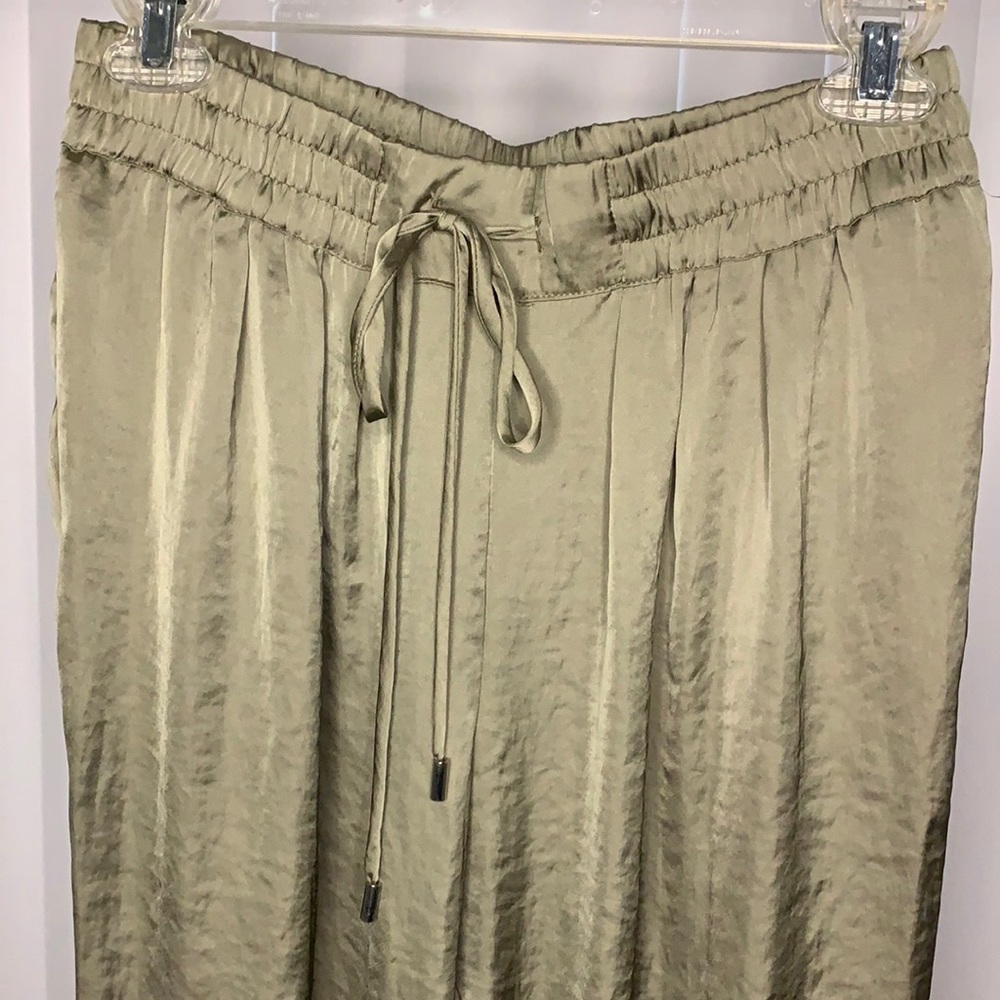 Zara Satin Bronze Green Jogger Pants